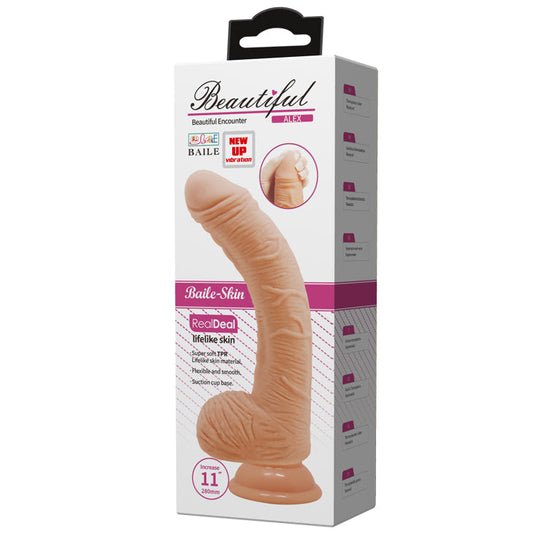 Beautiful Encounter Vibrating Alex 11'' G-Spot Curved with Suction Base Dildo