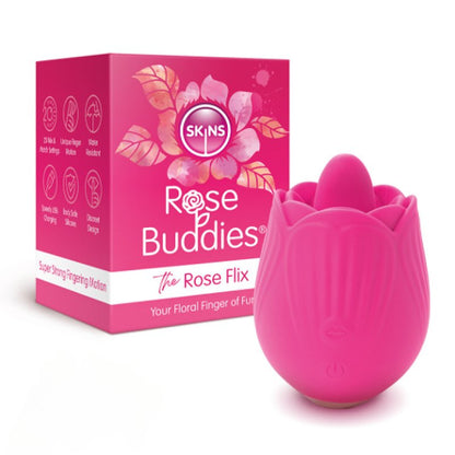 Skins Rose Buddies - The Rose Flix - Pink USB Rechargeable Flicking Rose Stimulator