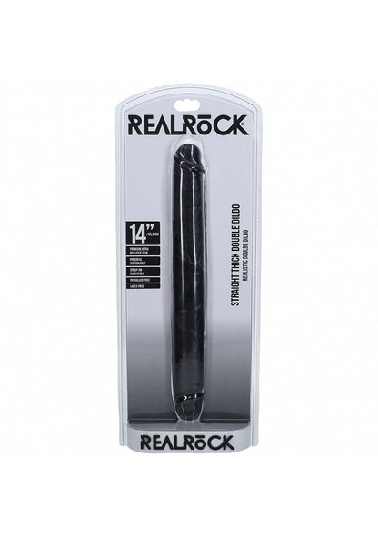 REALROCK 35cm Thick Double Dildo - Black - Black 35 cm (14'') Thick Double Dong