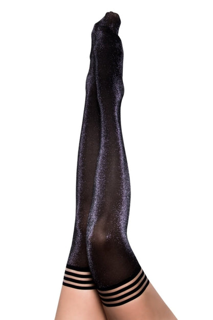 Kixies KAYLEE Grey Shimmer Thigh Highs - Grey Shimmer Stockings - Size A