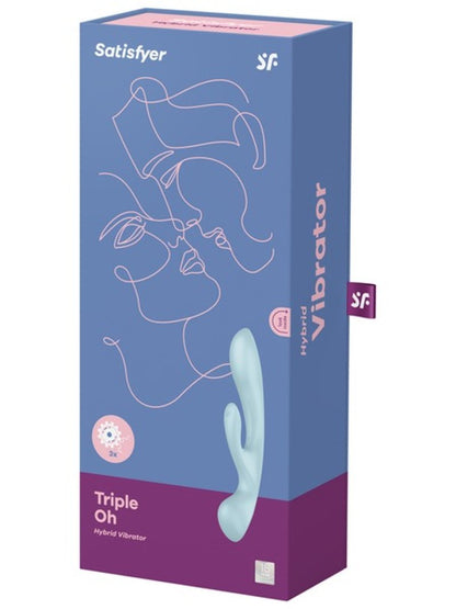 Satisfyer Triple Oh - Light Blue USB Rechargeable Rabbit Vibrator