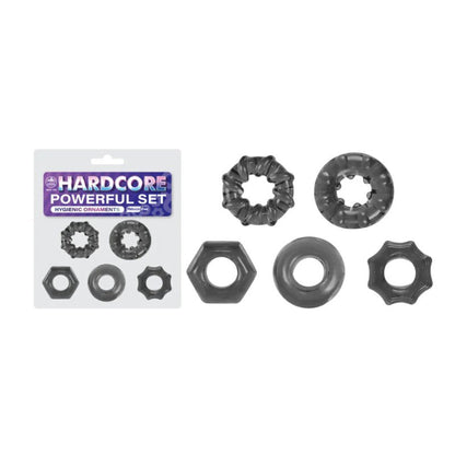 Hardcore Powerful Set Cock Rings - Set of 5 - Smoke Cock Rings - Set of 5