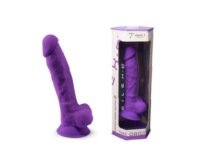 Silexd – Model 1 Thermo-Reactive Silicone 7″ Dong With Balls (Purple)