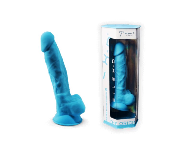 Silexd – Model 1 Thermo-Reactive Silicone 7″ Dong With Balls (Blue)