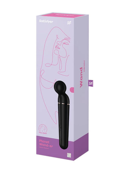 Satisfyer Planet Wand-er - Black - Black/Rose Gold USB Rechargeable Massager Wand