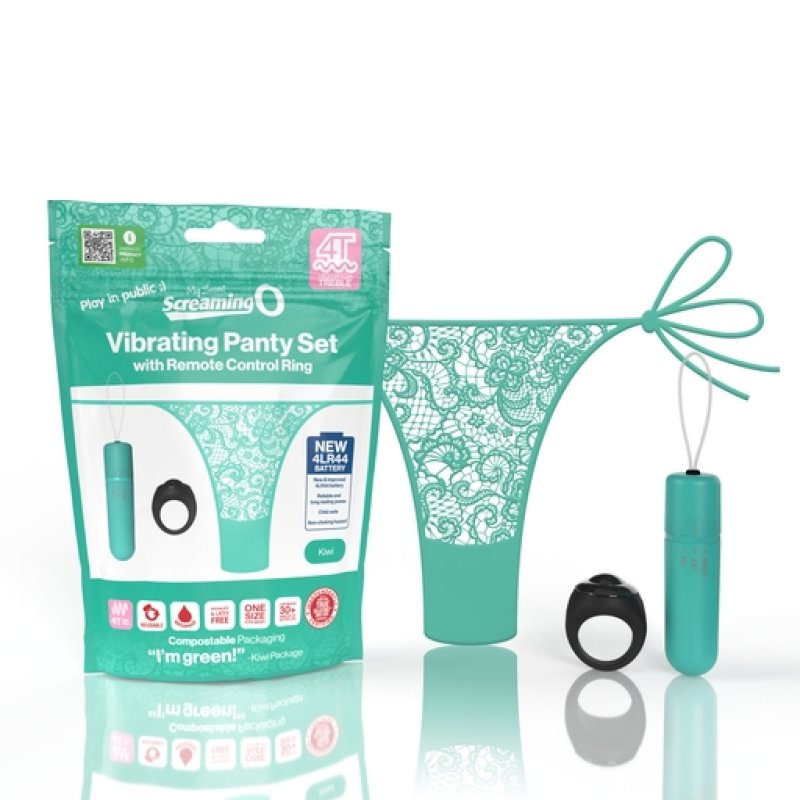Vibrating Panty Set W/ Remote Ring 4T High Pitch Treble - Kiwi