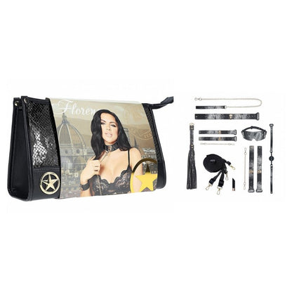 OUCH! Florence Collection - Kit with Bag - Black Bondage Set with Bag - 8 Piece Kit