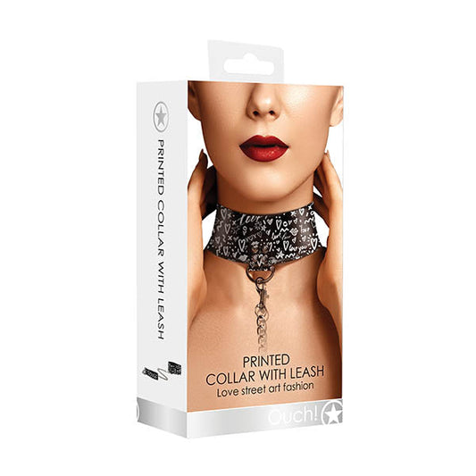 Ouch! Graffiti Collar with Leash