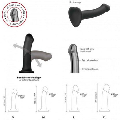 Strap On Me Dual Density Dildo Black Medium