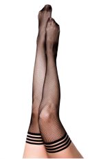 Kixies SAM Black Fishnet Thigh Highs - Black Fishnet Stockings - Size D
