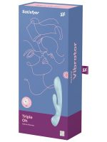 Satisfyer Triple Oh - Light Blue USB Rechargeable Rabbit Vibrator