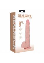 REALROCK 20cm Vibrating + Rotating Cock + Balls - Flesh - Flesh 20.3 cm (8'') USB Rechargeable Vibrating and Rotating Dong
