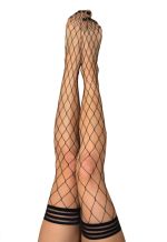Kixies MICHELLE Large Diamond Black Fishnet Thigh Highs - Black - Size A