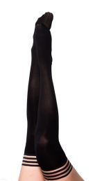 Kixies DANIELLE Black Solid Opaque Thigh Highs - Black - Size C