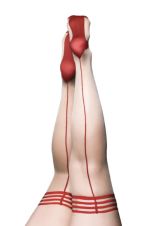Kixies WHITNEY Nude/Red Seam Thigh Highs - Nude/Red - Size A